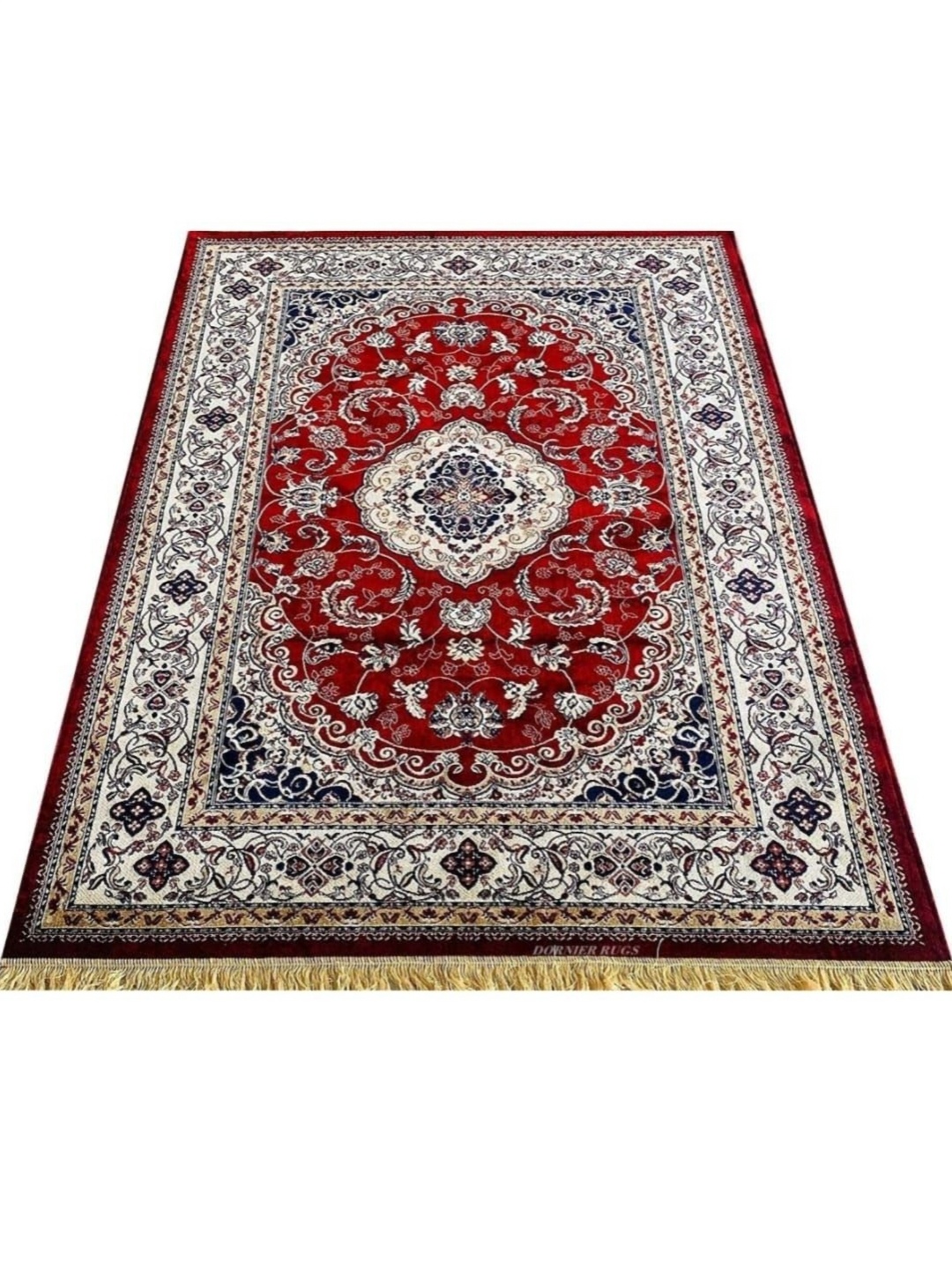

Samjeeda Handloom carpets Red & Black Ethnic Motifs Anti-Skid Cotton Carpet