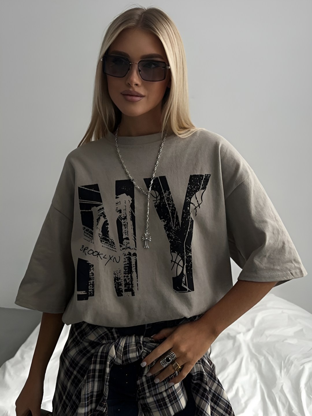 

HERE&NOW Women Printed T-shirt, Grey