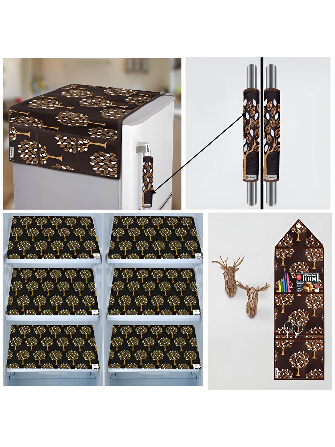 

E-Retailer Brown & White 10 Pieces Ethnic Motifs Printed 3-Layered Appliances Covers
