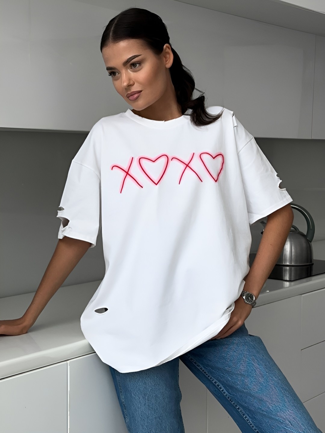 

HERE&NOW Women Printed T-shirt, White