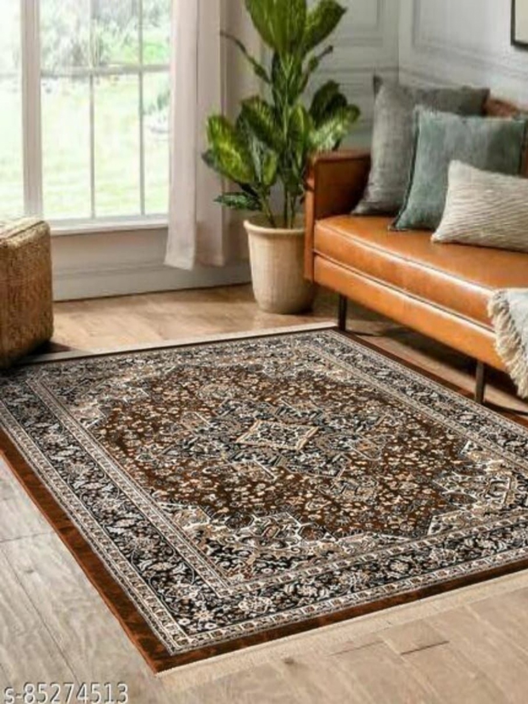 

Samjeeda Handloom carpets Red Geometric Anti-Skid Cotton Carpet