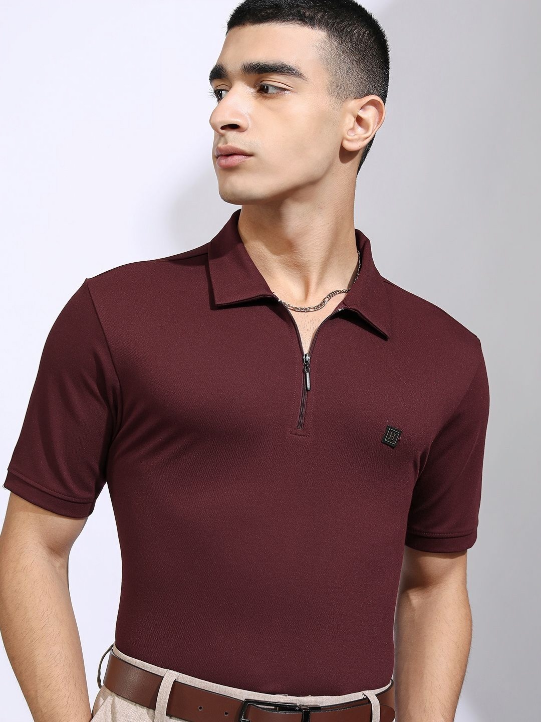 

HIGHLANDER Polo Collar T-shirt, Maroon