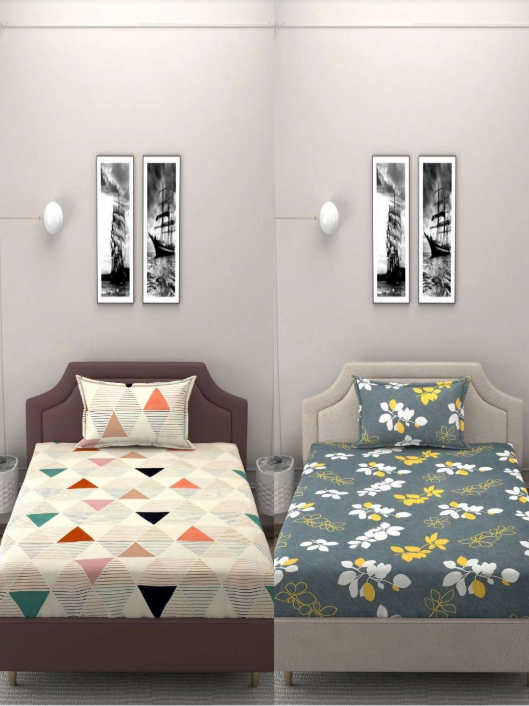 

Bromwick Grey & Grey Floral 250 TC 2 Single Bedsheet with 2 Pillow Covers