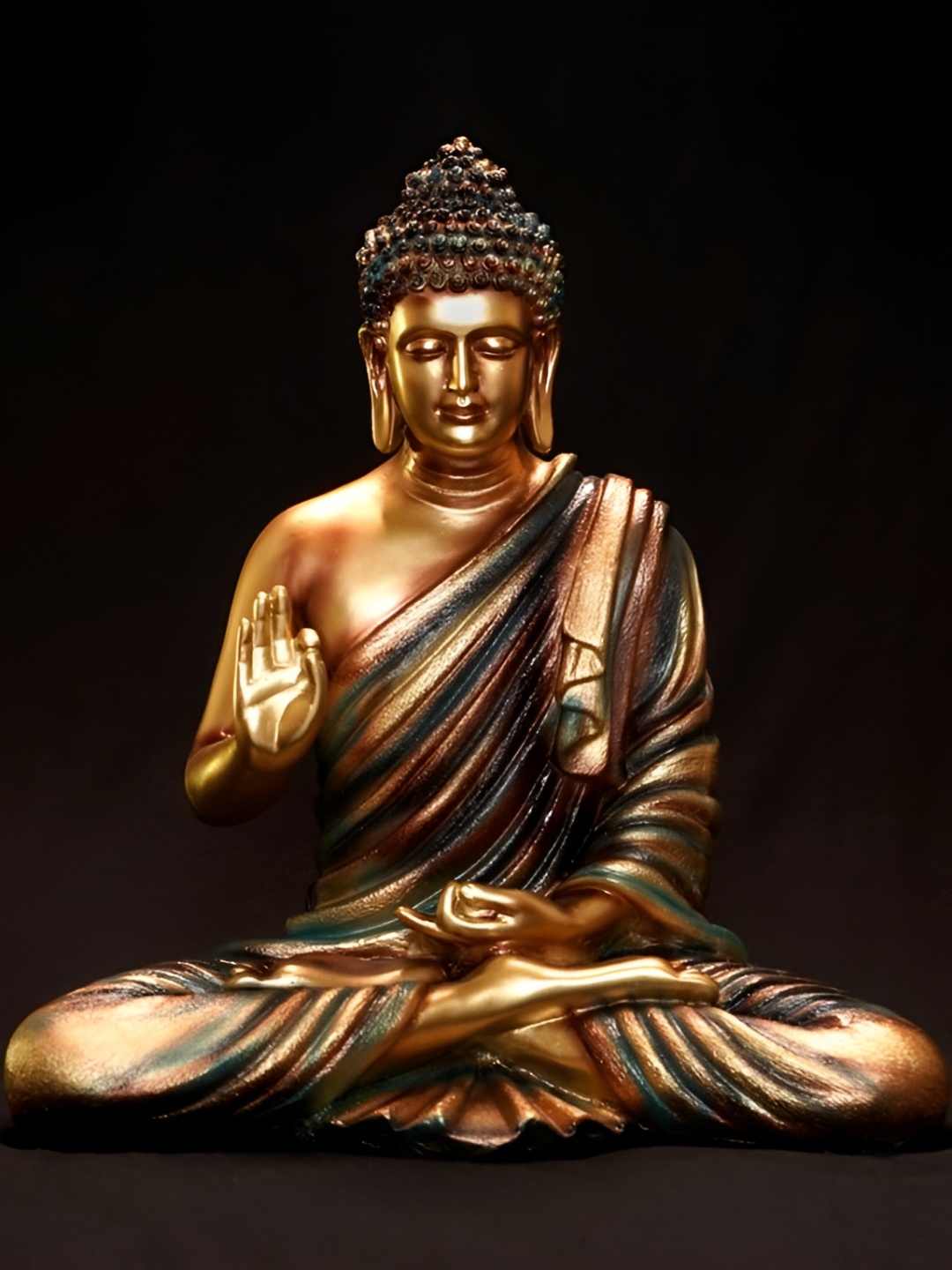 

NAYRA HANDICRAFTS Gold Toned & Black Buddha Idol Showpiece