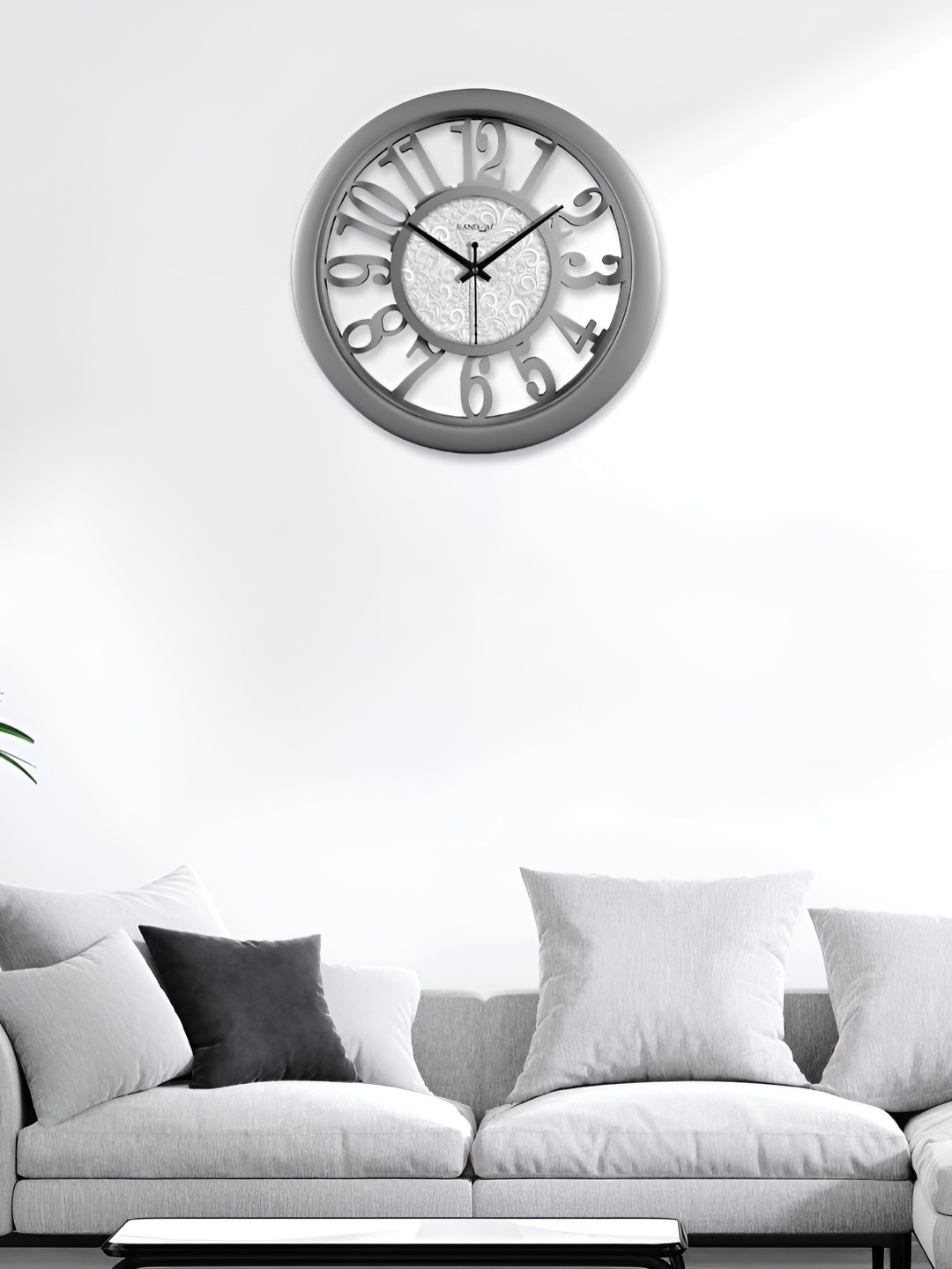 

RANDOM Printed Round Shaped Sweep Silent Movement Contemporary Wall Clock, Grey