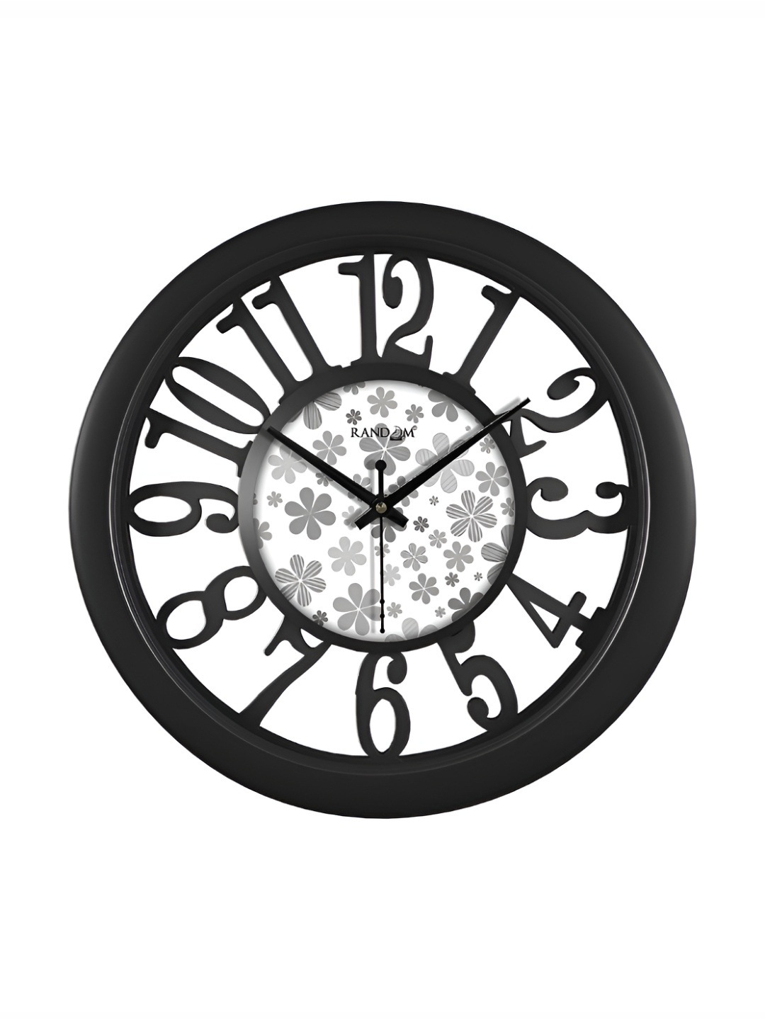 

RANDOM Printed Round Shaped Sweep Silent Movement Contemporary Wall Clock, Black