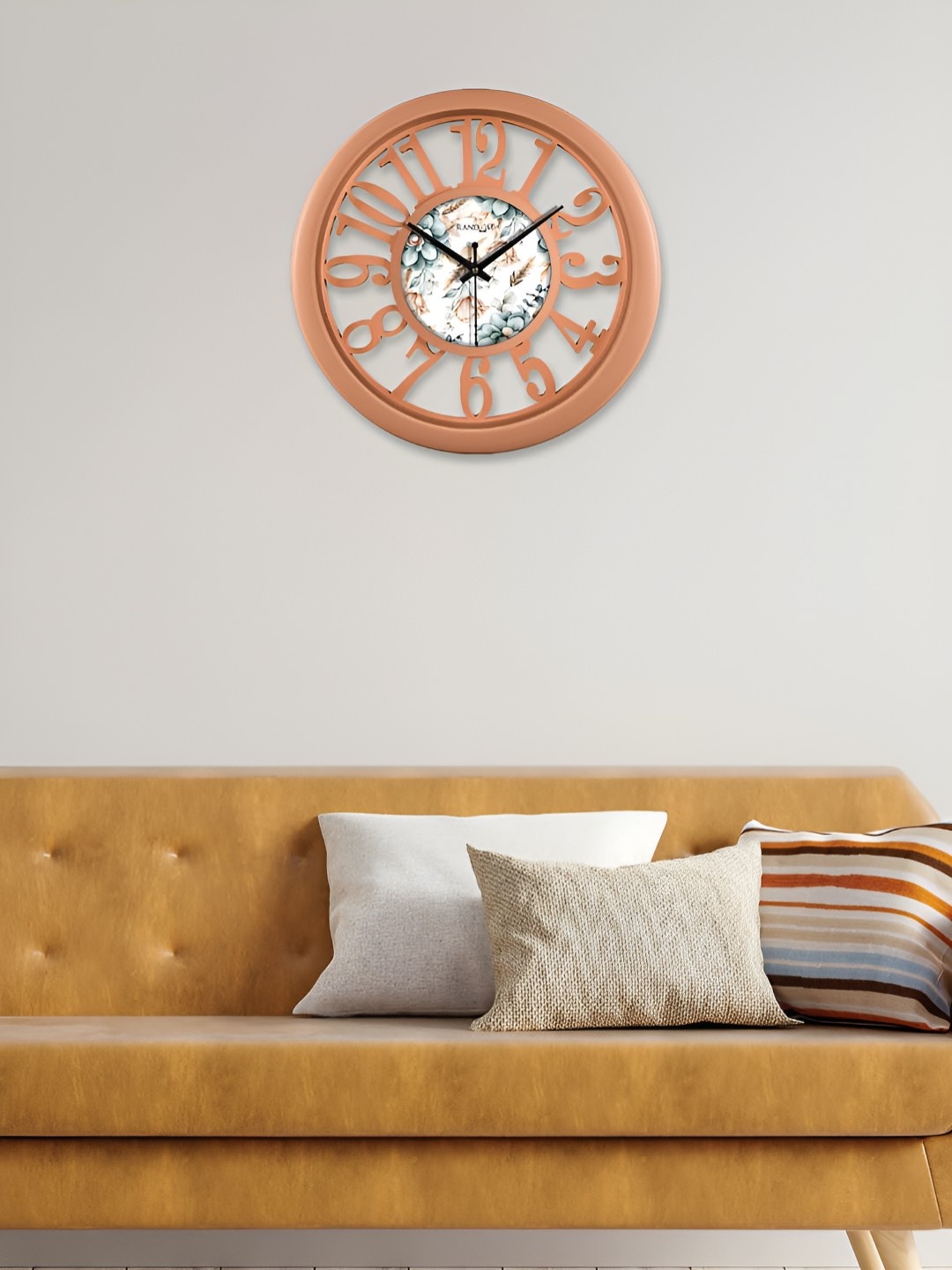 

RANDOM Printed Round Shaped Sweep Silent Movement Contemporary Wall Clock, Orange