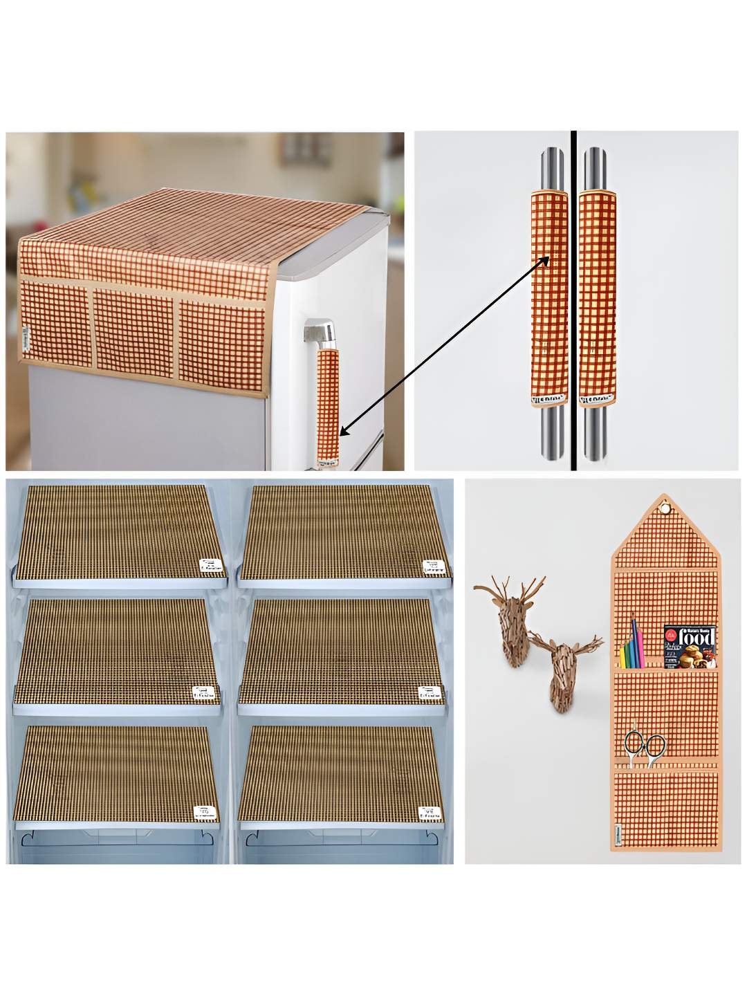 

E-Retailer Beige & Brown 10 Pieces Geometric Printed 3-Layered Appliance Cover Set