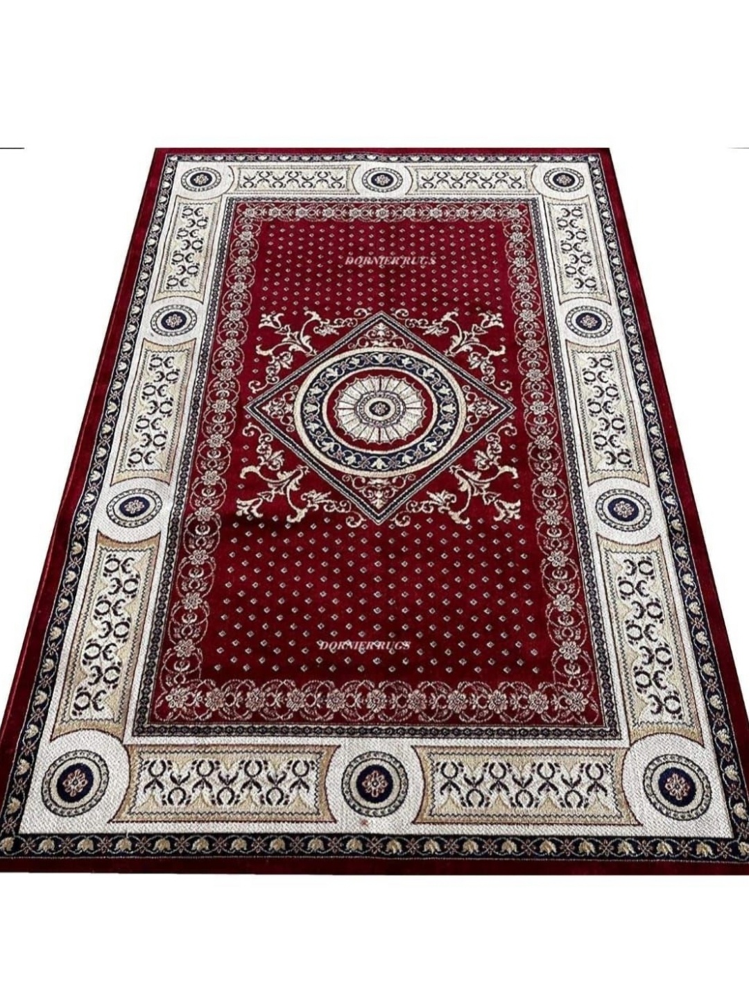 

Samjeeda Handloom carpets Red Geometric Anti-Skid Cotton Carpet