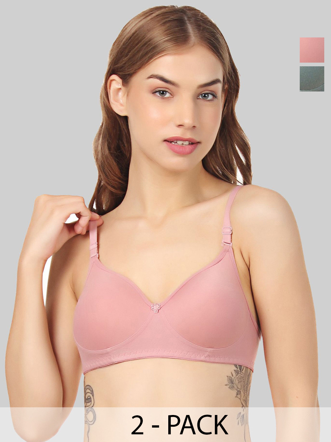 

Designer Bugs Women Pack Of 2 Full Coverage T-shirt Bra, Pink