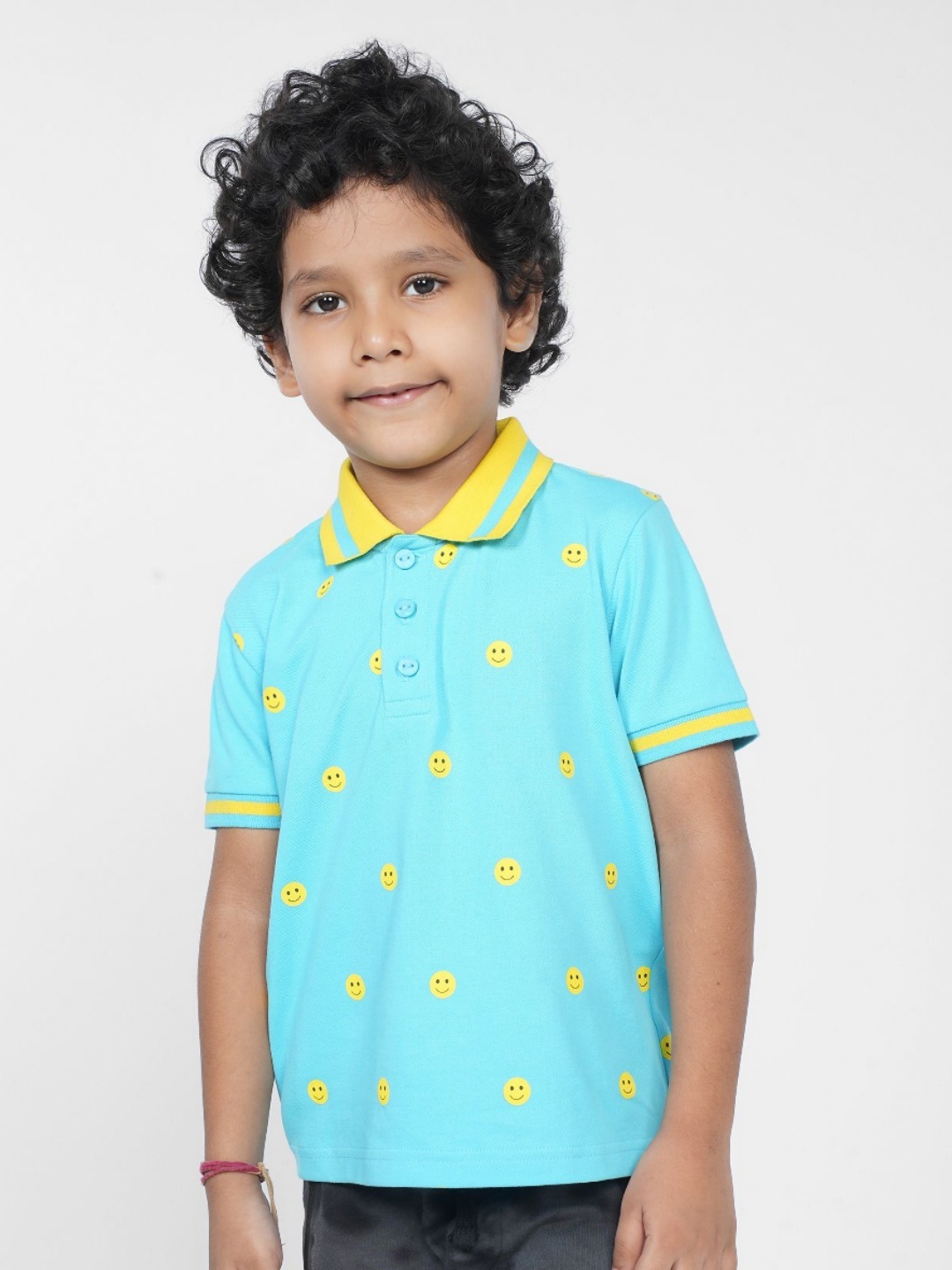 

PILOLO Boys Printed Polo Collar T-shirt, Blue