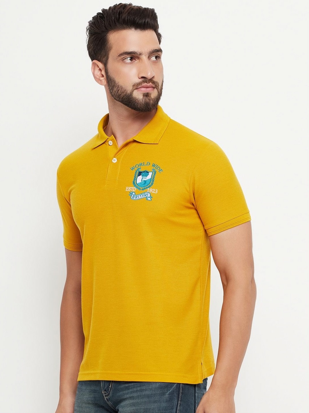 

GET GOLF Men Polo Collar T-shirt, Mustard