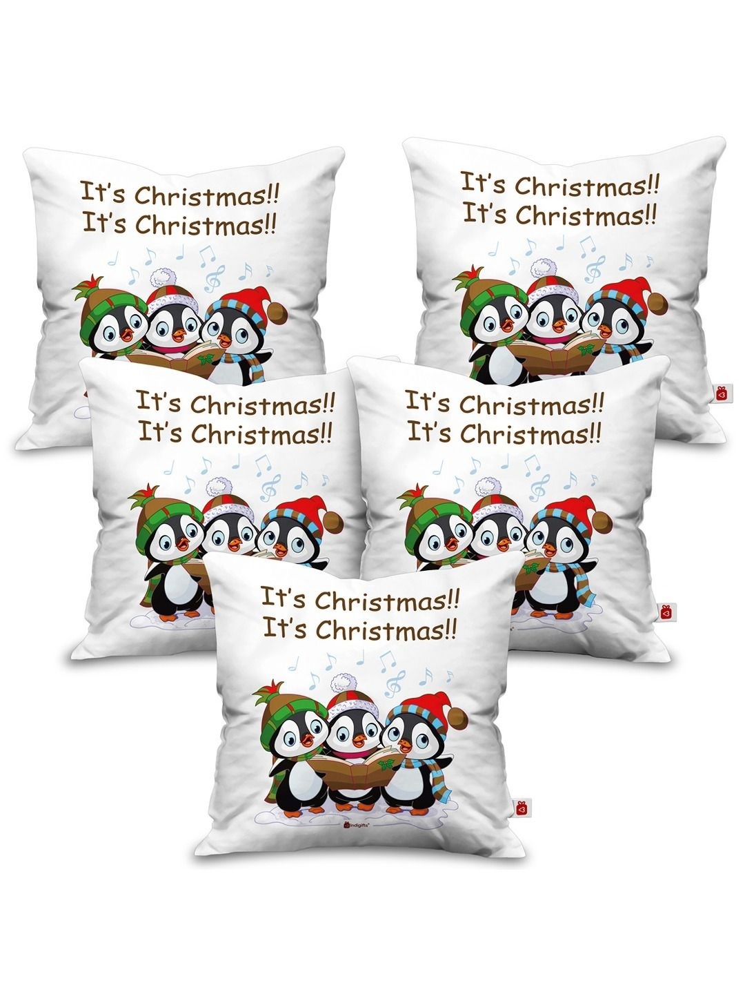 

Indigifts White & Green 5 Pieces Abstract Square Cushion Covers