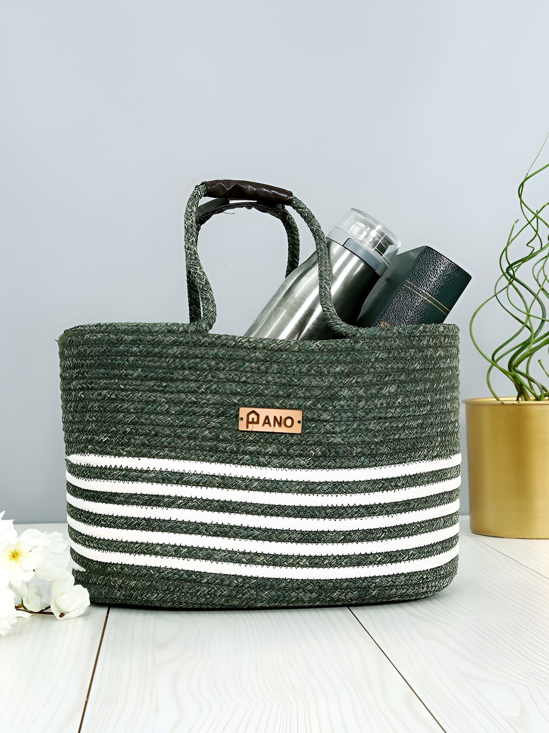

Pano Green Regular Storage Basket Hand Bag Organiser