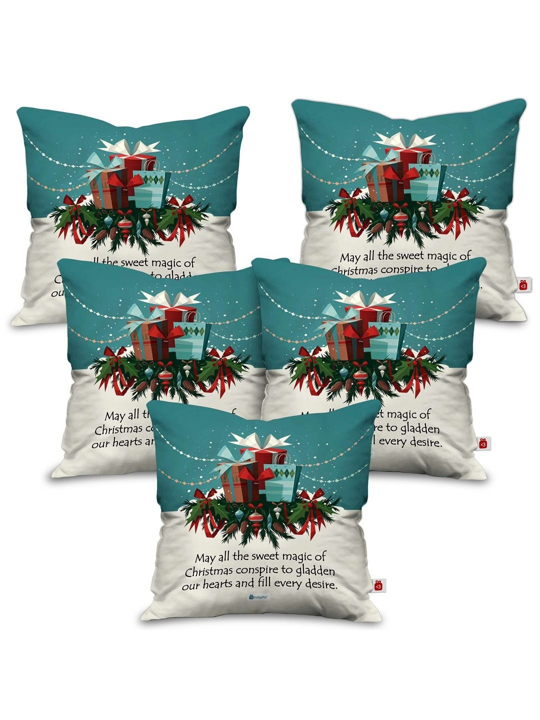 

Indigifts Blue and White 5 Pieces Printed Pre-Filled Cushion