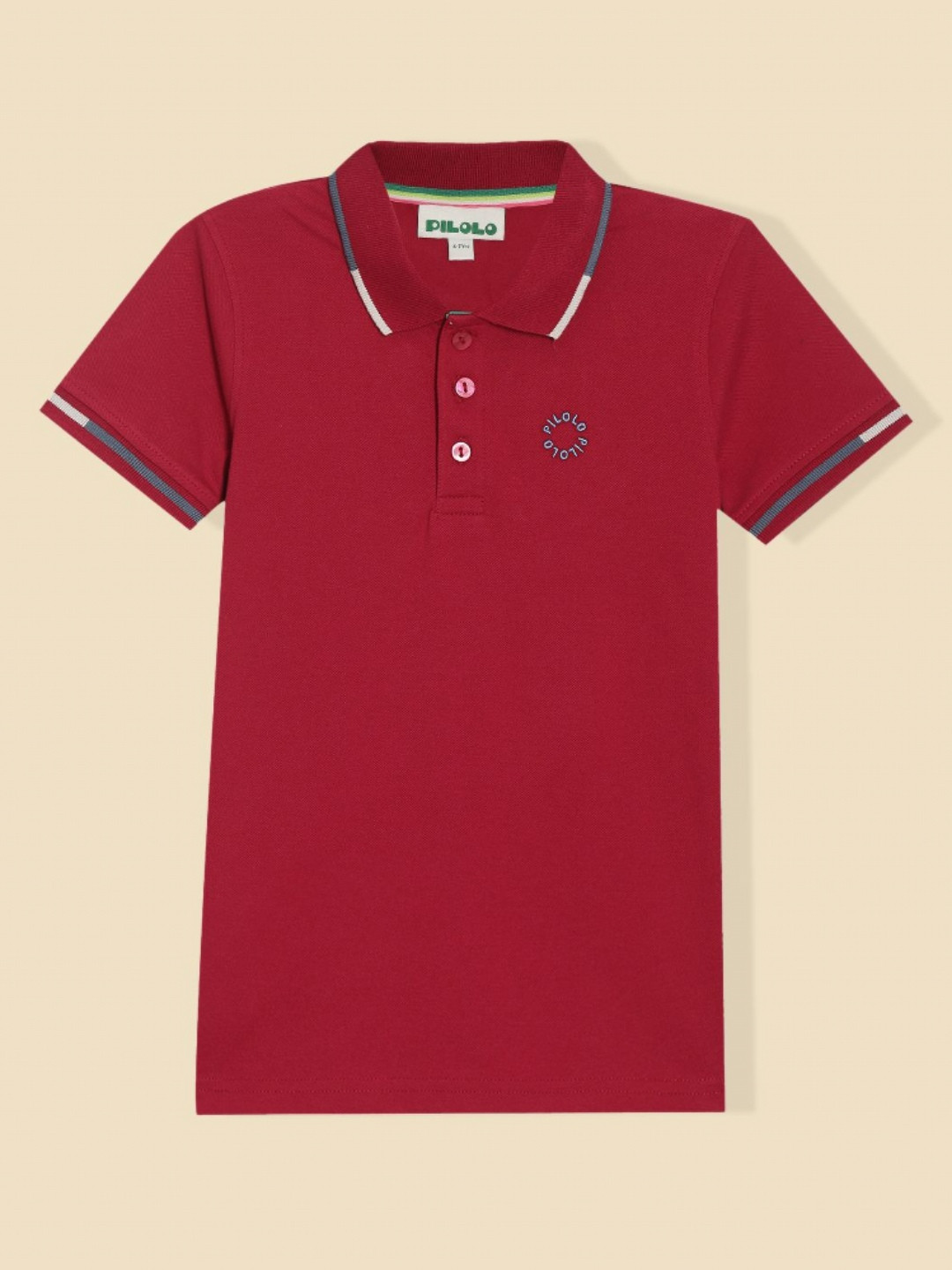 

PILOLO Boys Polo Collar T-shirt, Red