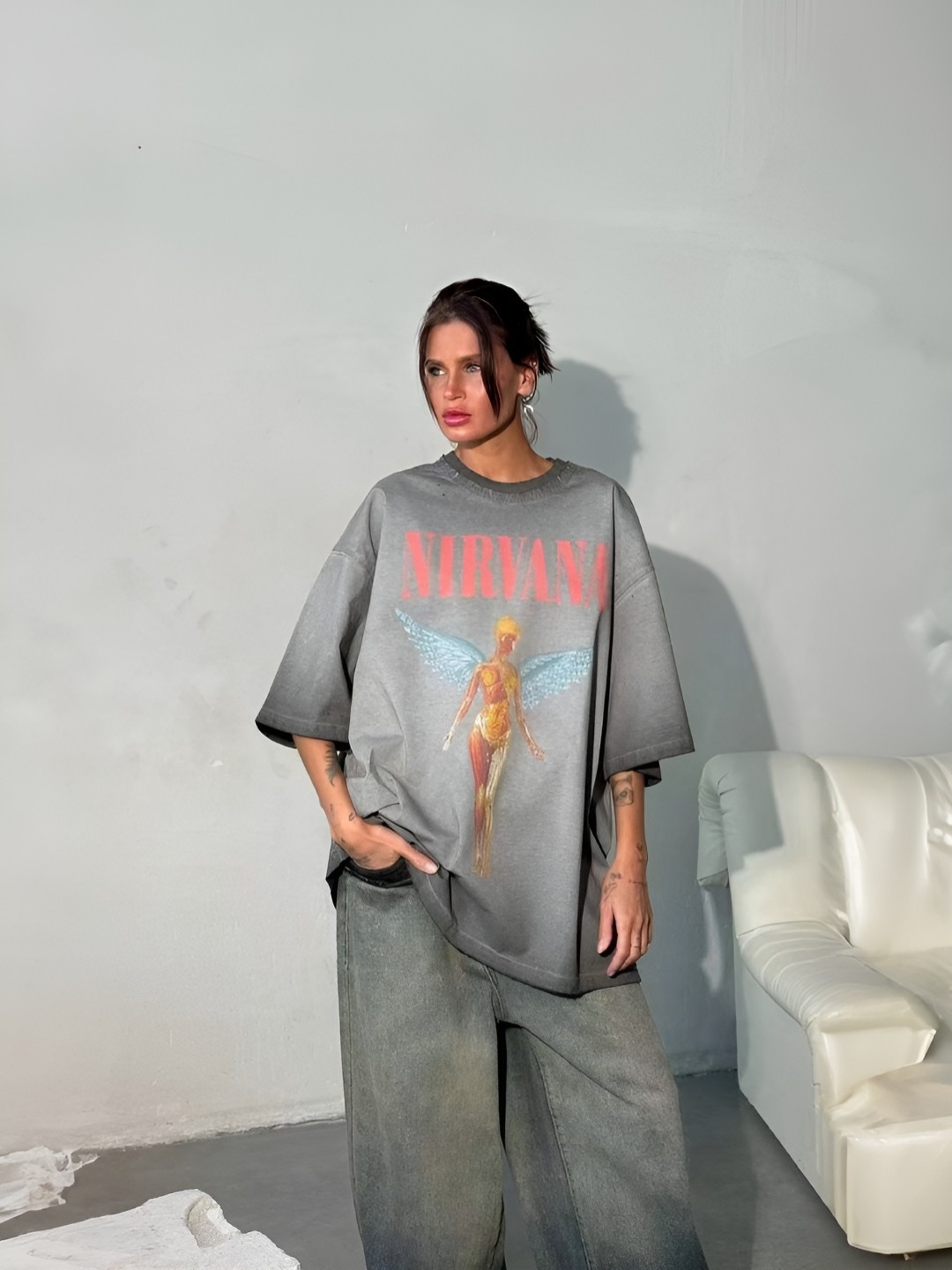 

HERE&NOW Women Printed T-shirt, Silver