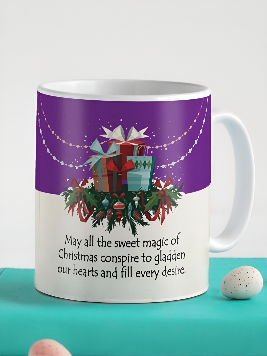 

Indigifts Violet & White Printed Ceramic Glossy Mug 330 ml