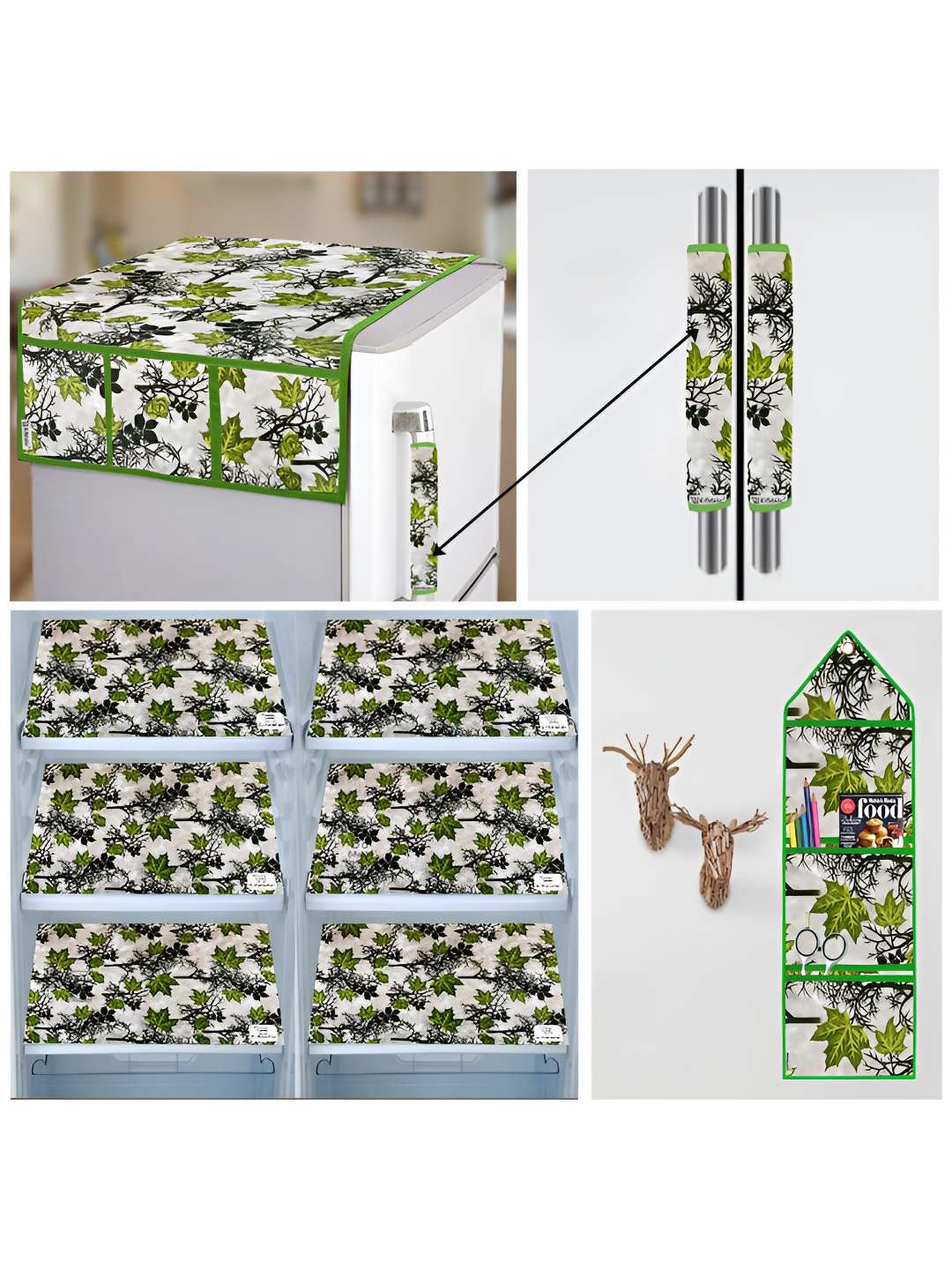 

E-Retailer Grey & Green 10 Pieces Floral Printed 3-Layered Appliance Cover Set