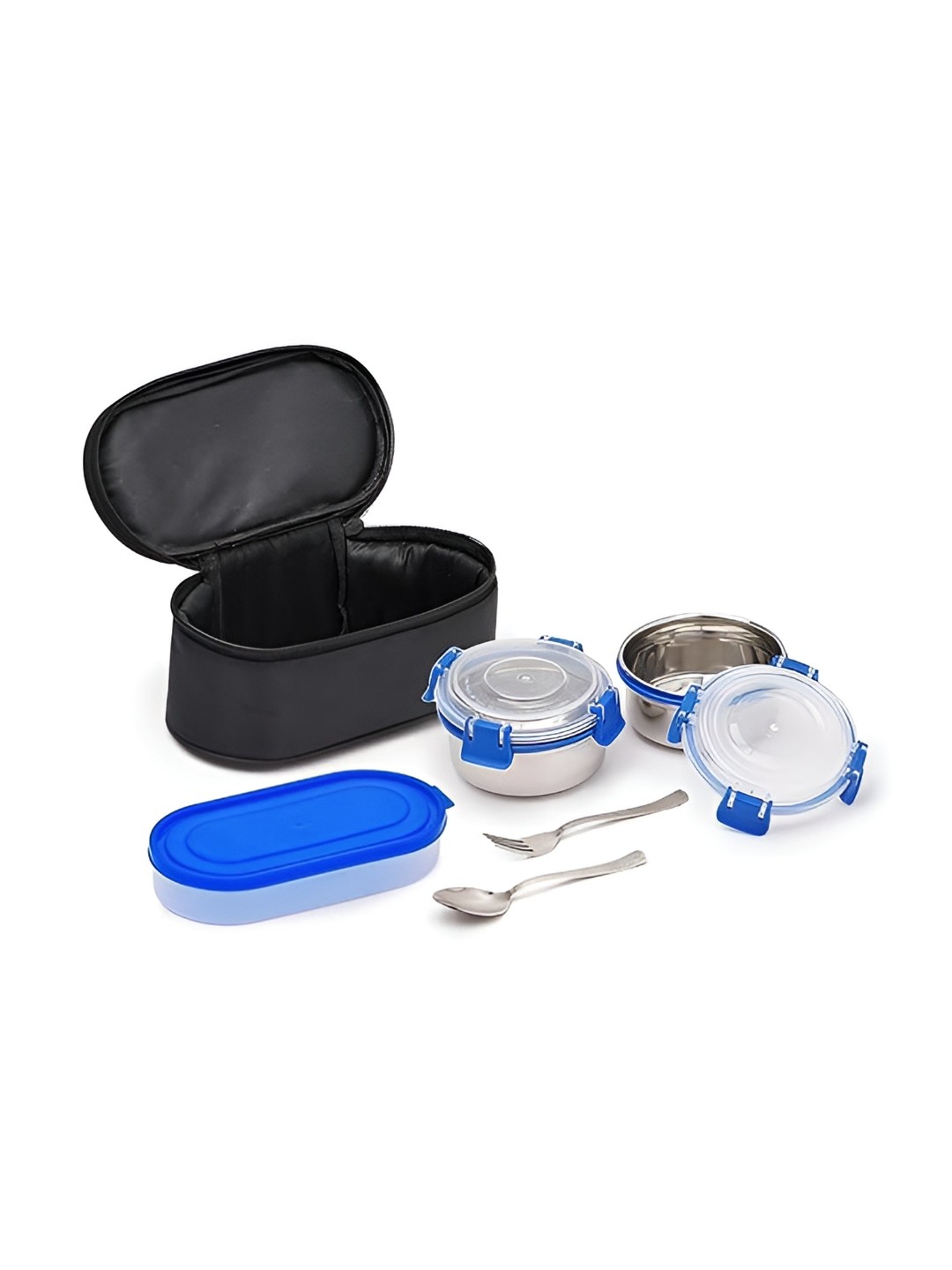 

Mumma's Life Silver Toned 3 Pieces Stainless Steel Lunch Box 440ml With Bag