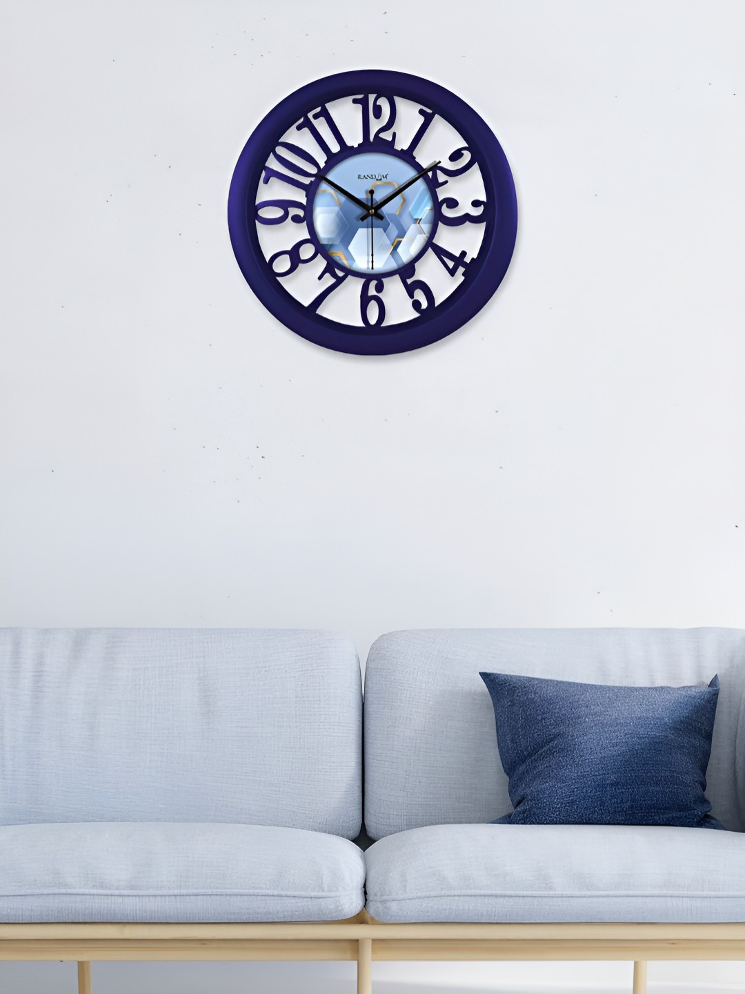 

RANDOM Printed Round Shaped Sweep Silent Movement Contemporary Wall Clock, Navy blue