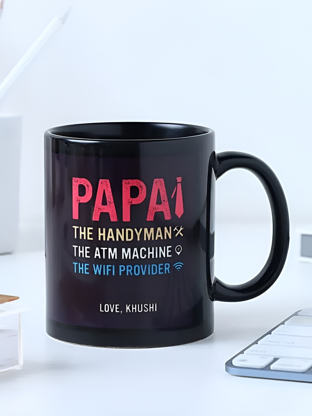 

fnp Black & Red Personalised Text Ceramic Matte Mug -325 ml
