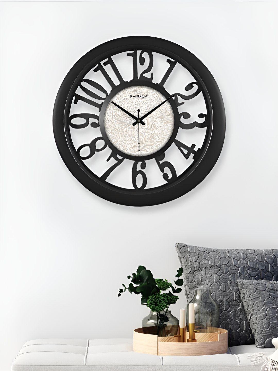 

RANDOM Printed Round Shaped Sweep Silent Movement Contemporary Wall Clock, Black