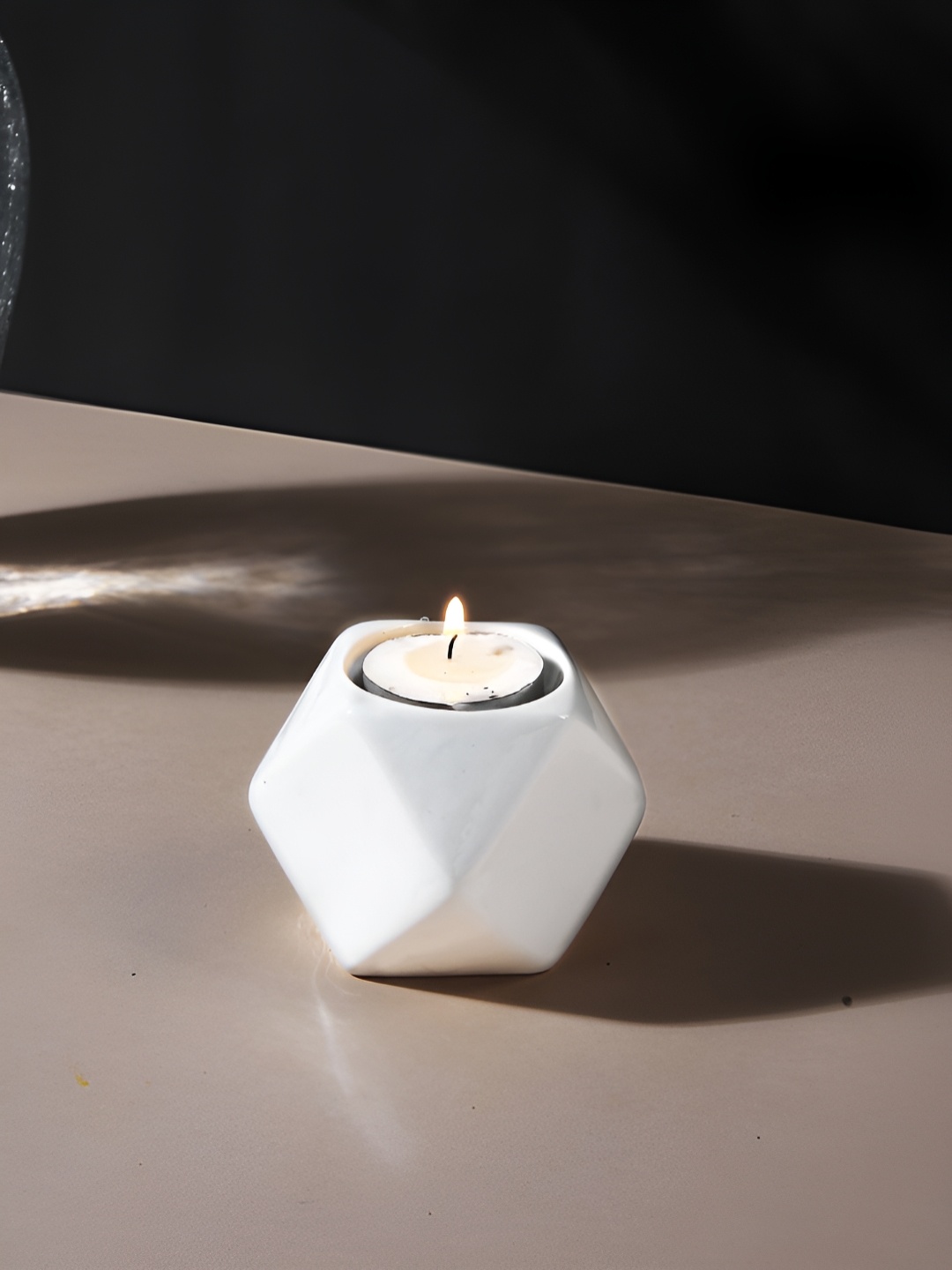 

TAYHAA White Nordic style Geometric designed Ceramic Candle Holder