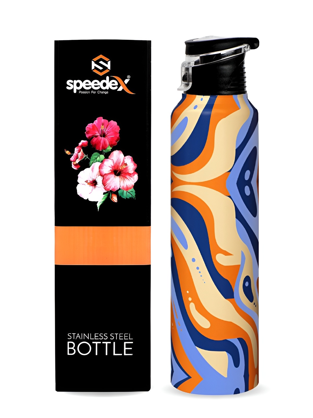 

Speedex Orange Single Stainless Steel Abstract Printed Single Wall Vacuum Water Bottle 1L