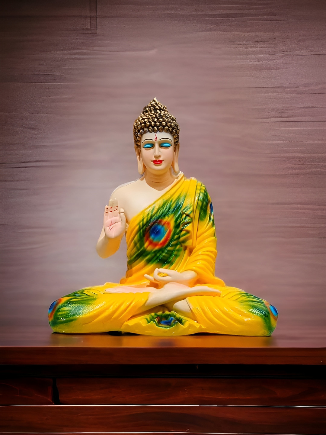 

NAYRA HANDICRAFTS Yellow & Green Buddha Idol Showpiece