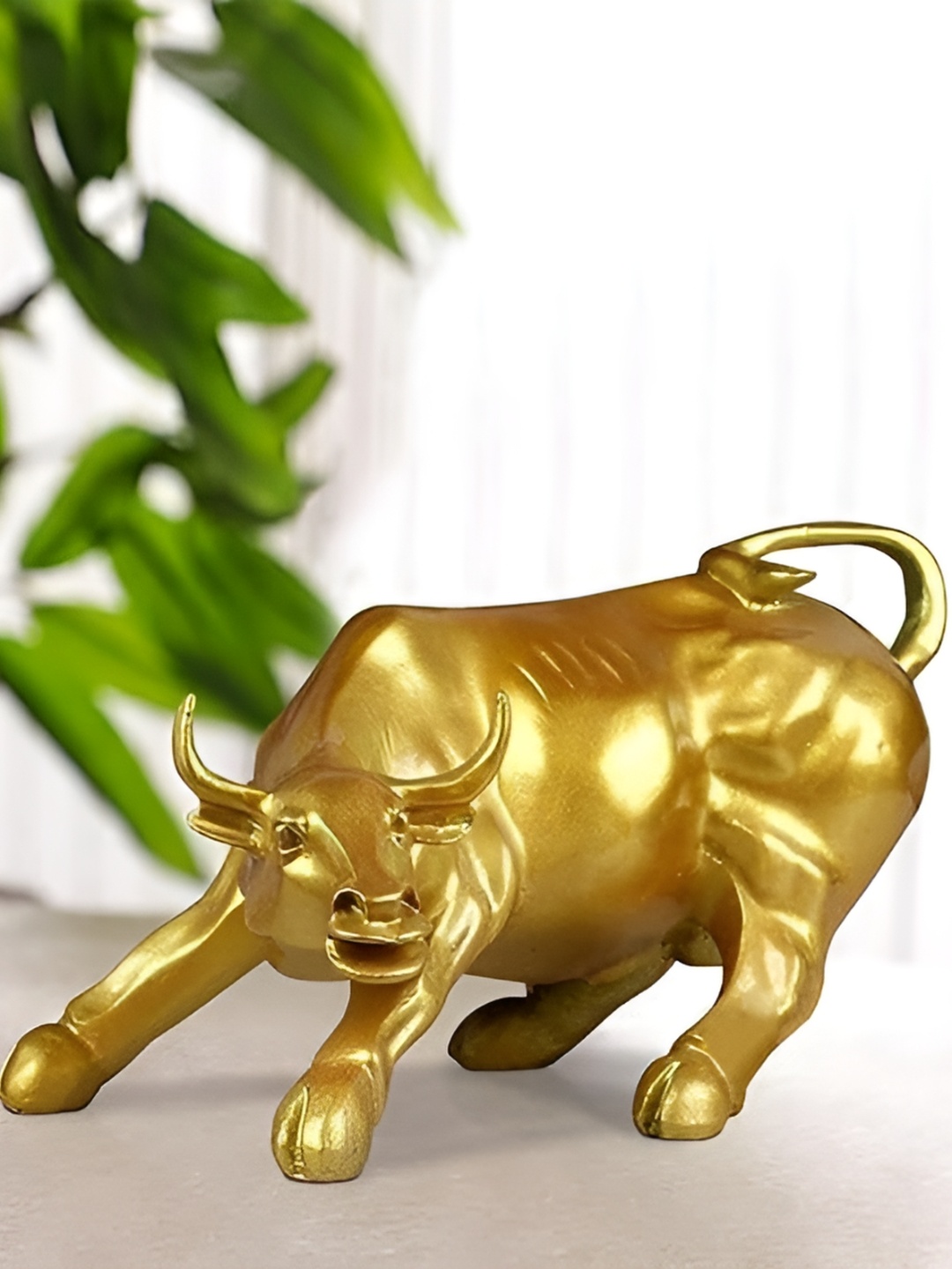 

NAYRA HANDICRAFTS Gold Toned Bull Shaped Figurine Showpiece