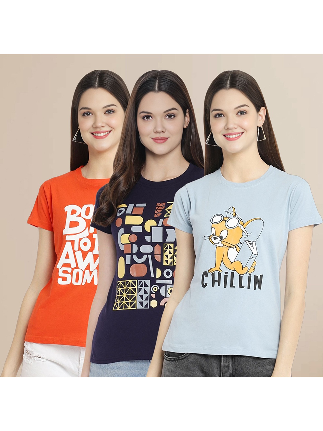 

Metronaut Pack of 3 Printed T-shirt, Navy blue