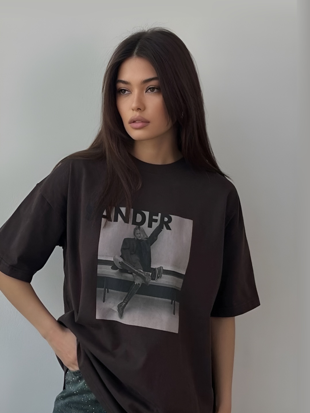 

HERE&NOW Women Printed T-shirt, Brown