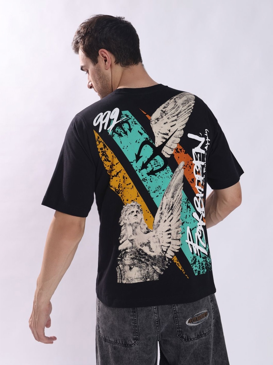 

PUNK Men's Black Graphic Print T-shirt