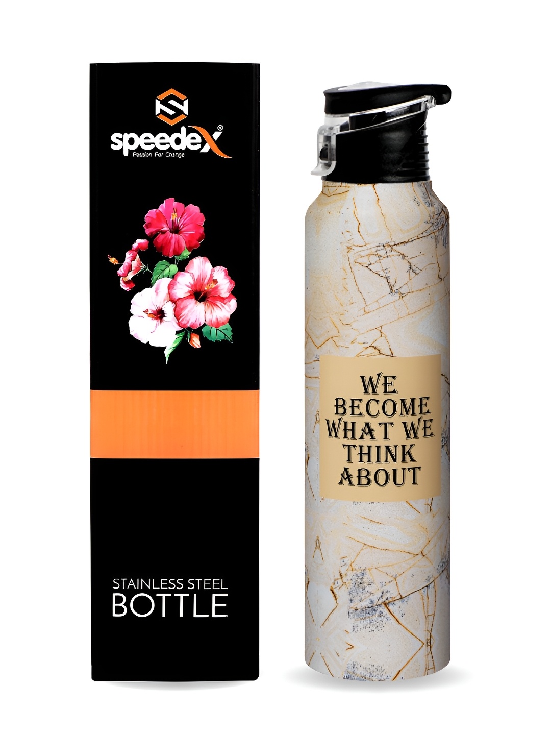 

Speedex Beige Stainless Steel Typography Printed Single Wall Vacuum Water Bottle 1L