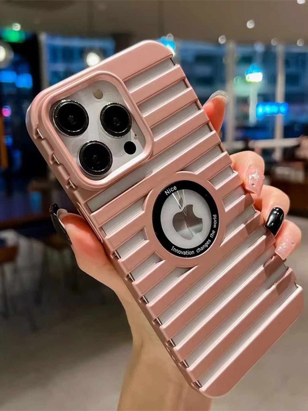 

Luxury Kase Solid Printed iPhone 15 Pro Max Back Case Mobile Accessories, Rose gold