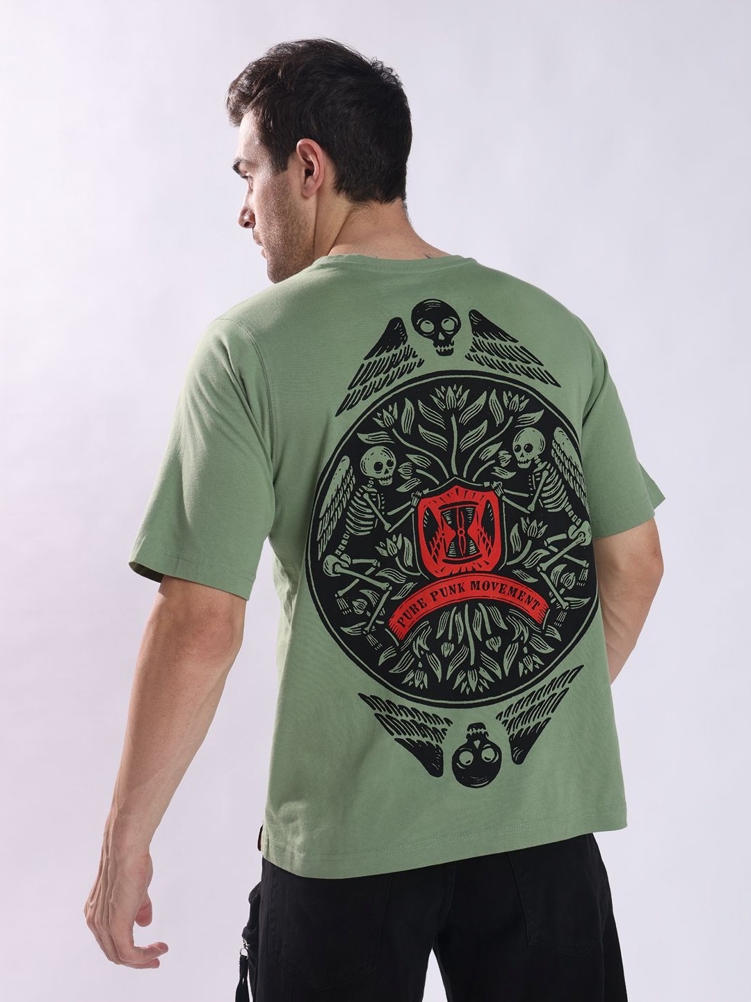 

PUNK Men Oversize Printed T-shirt, Olive