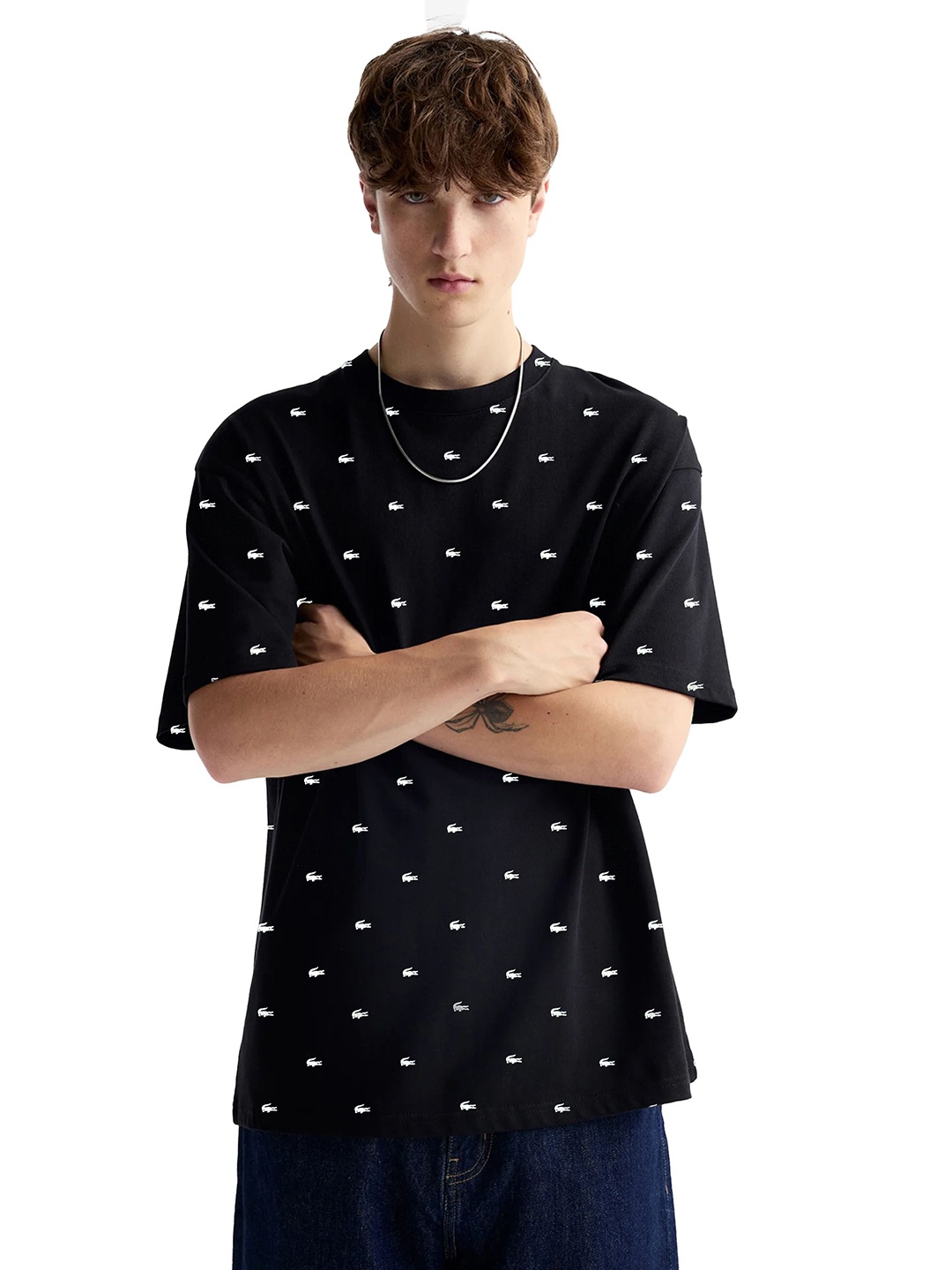 

SONIBROS Men Printed Polo Collar Monochrome Oversized T-shirt, Black
