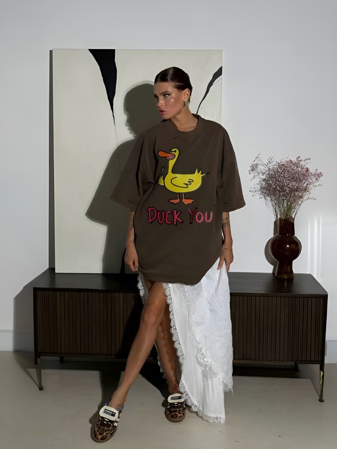 

HERE&NOW Women Printed T-shirt, Brown