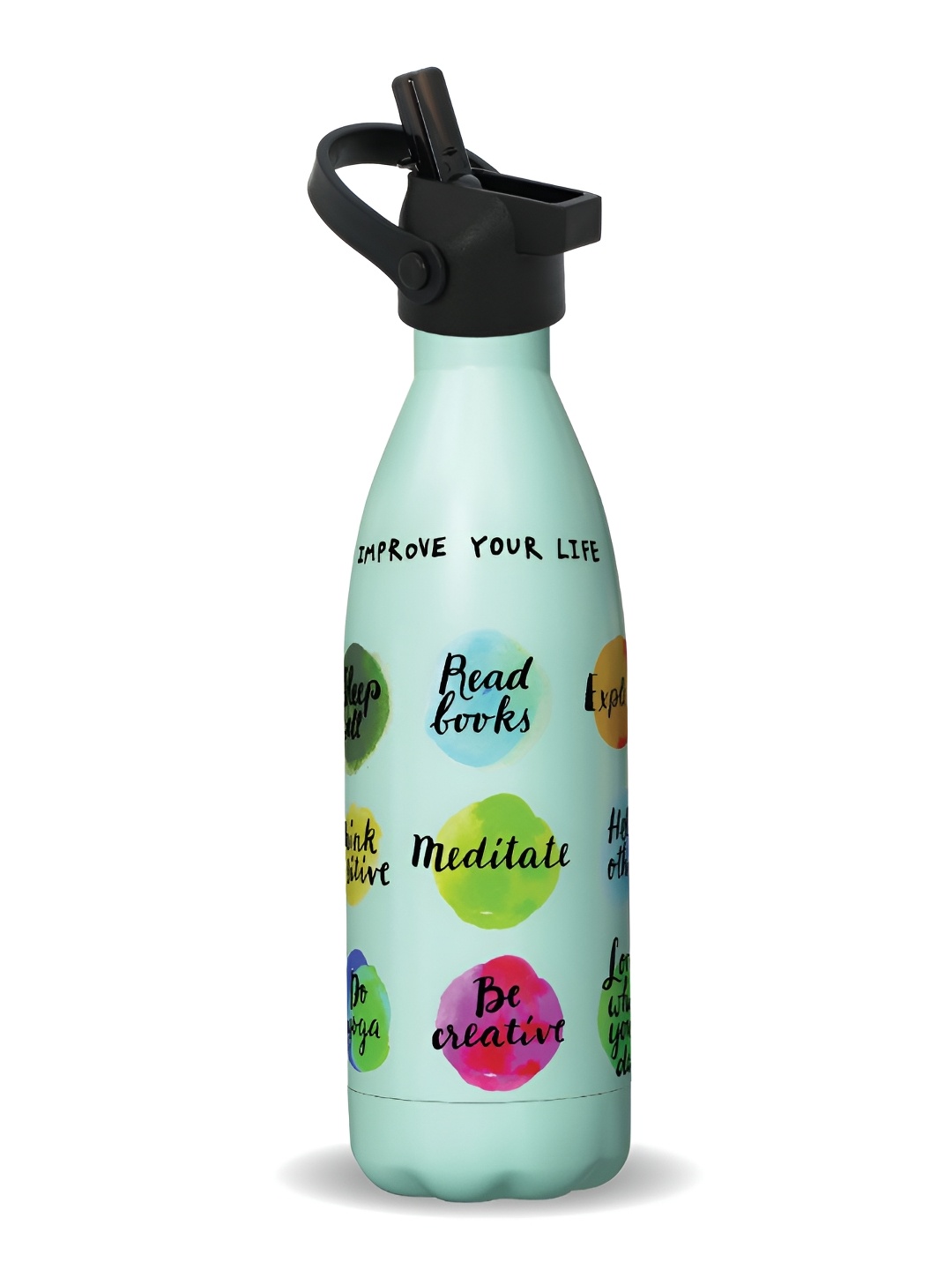 

Speedex Green Typography Printed Stainless Steel Double Wall Vacuum Water Bottle 500 ml