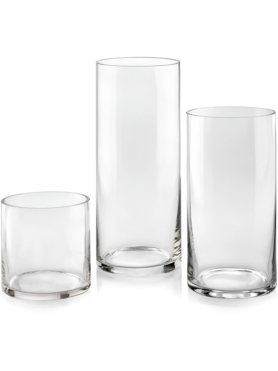 

Clovefry Glass Cylinder Vases Combo in 3 inch, 6 inch & 8 Inch Tall X 3 Inch Round vase, Transparent