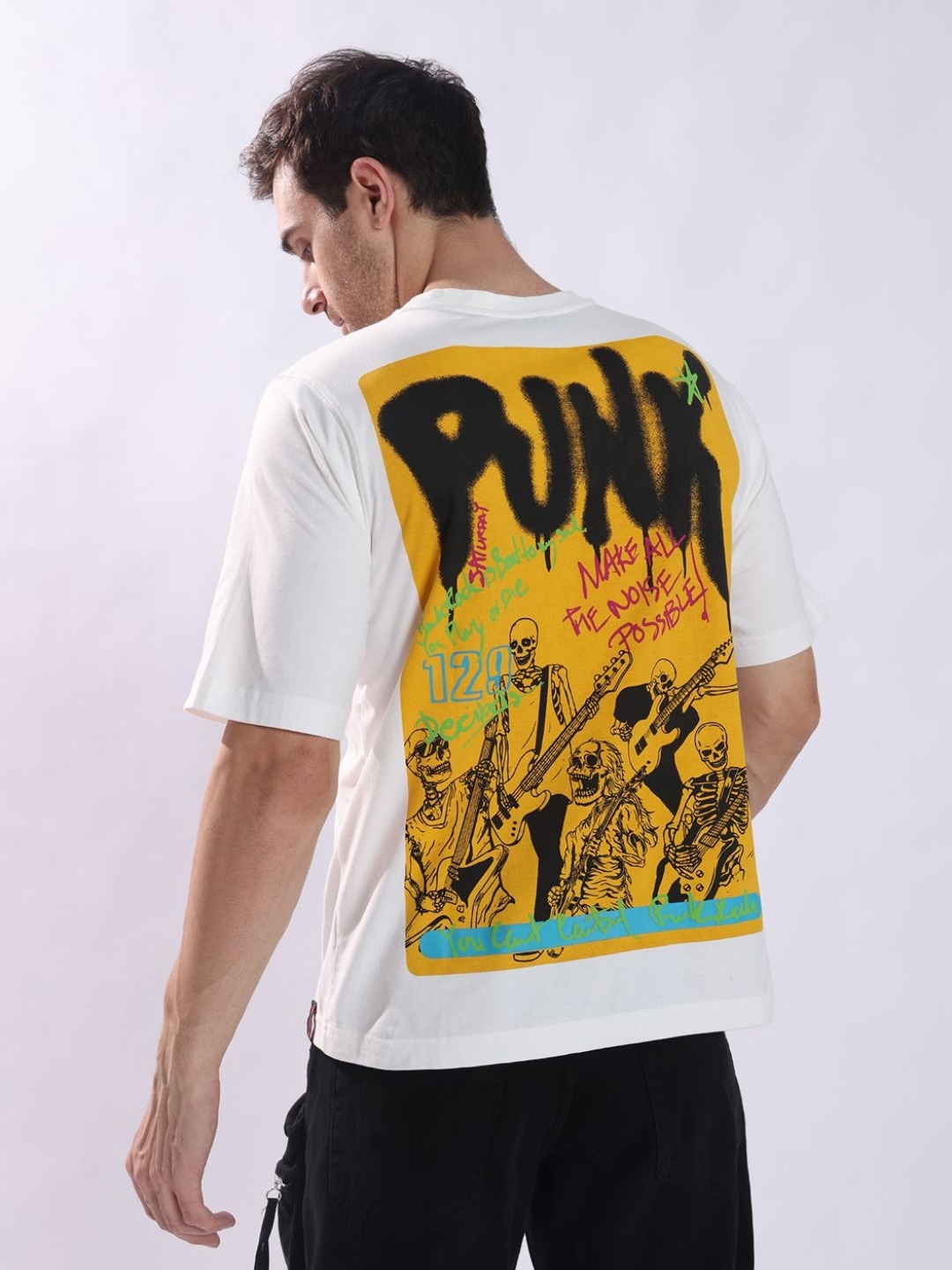 

PUNK Men Back Printed T-shirt, White
