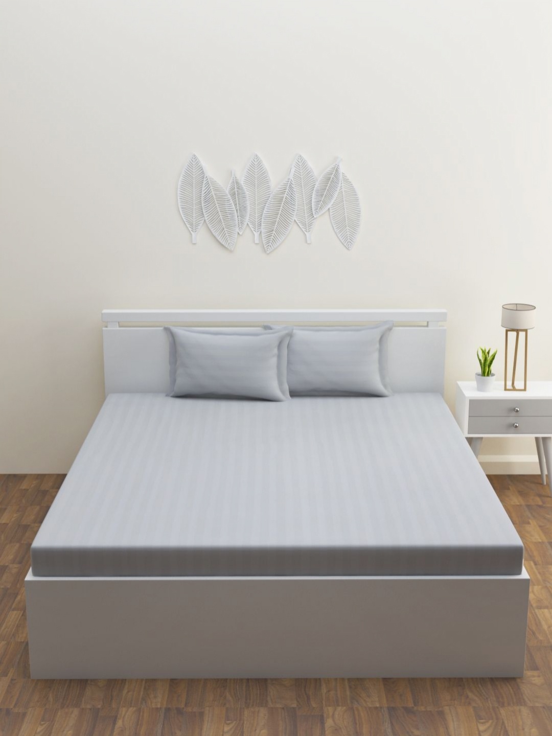 

HAPPY HUES Grey 180 TC King Bedsheet Set 2.74 m x 2.74 m