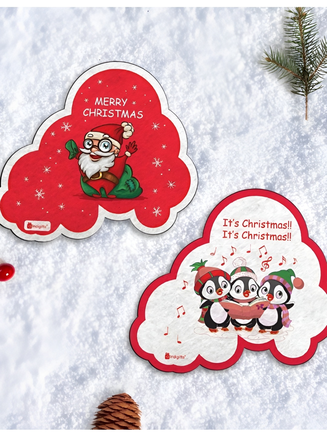 

Indigifts White & Red 2 Pieces Fridge Decorative Magnets