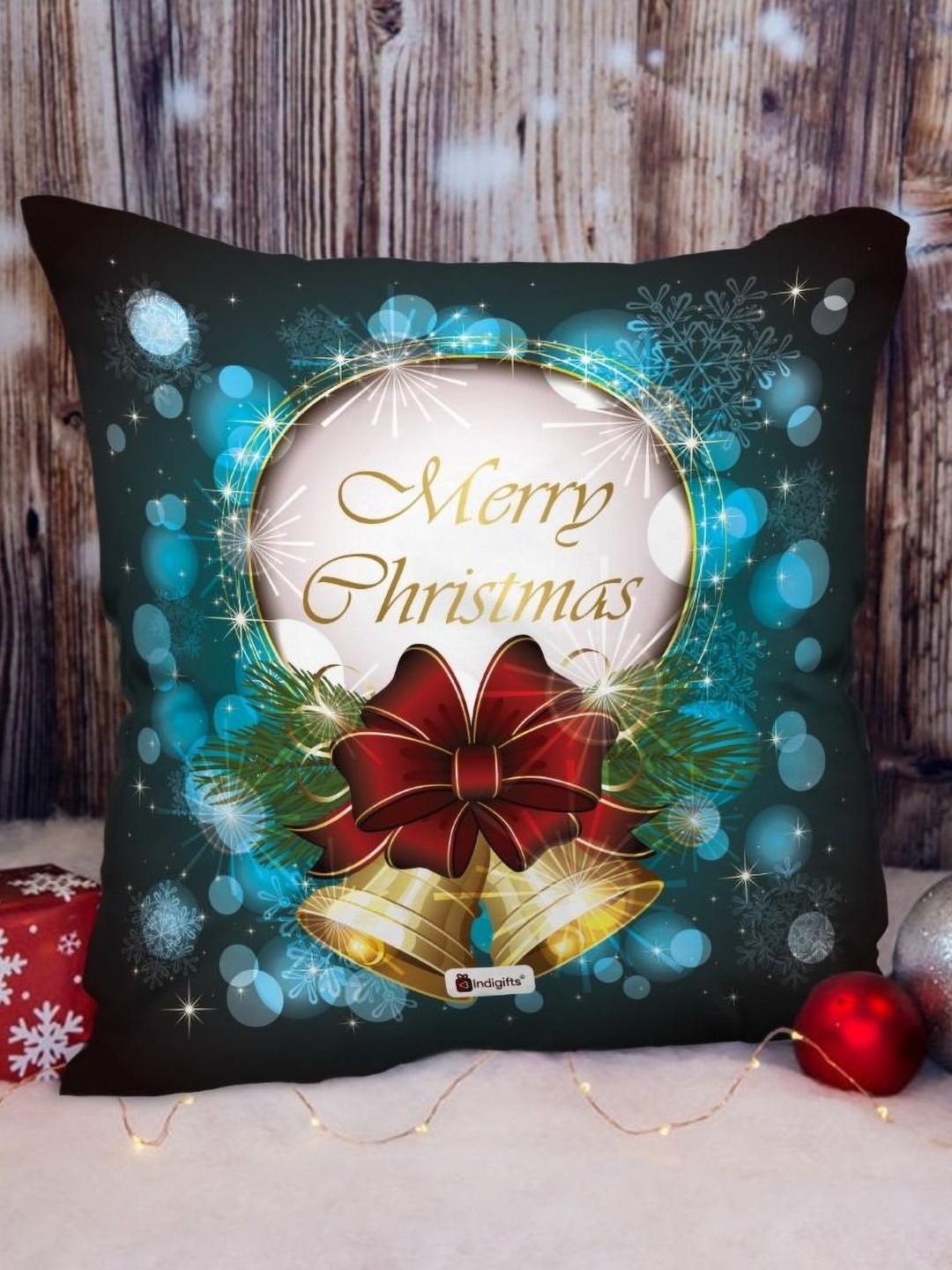 

Indigifts Blue & White Merry Christmas Printed Filled Cushion