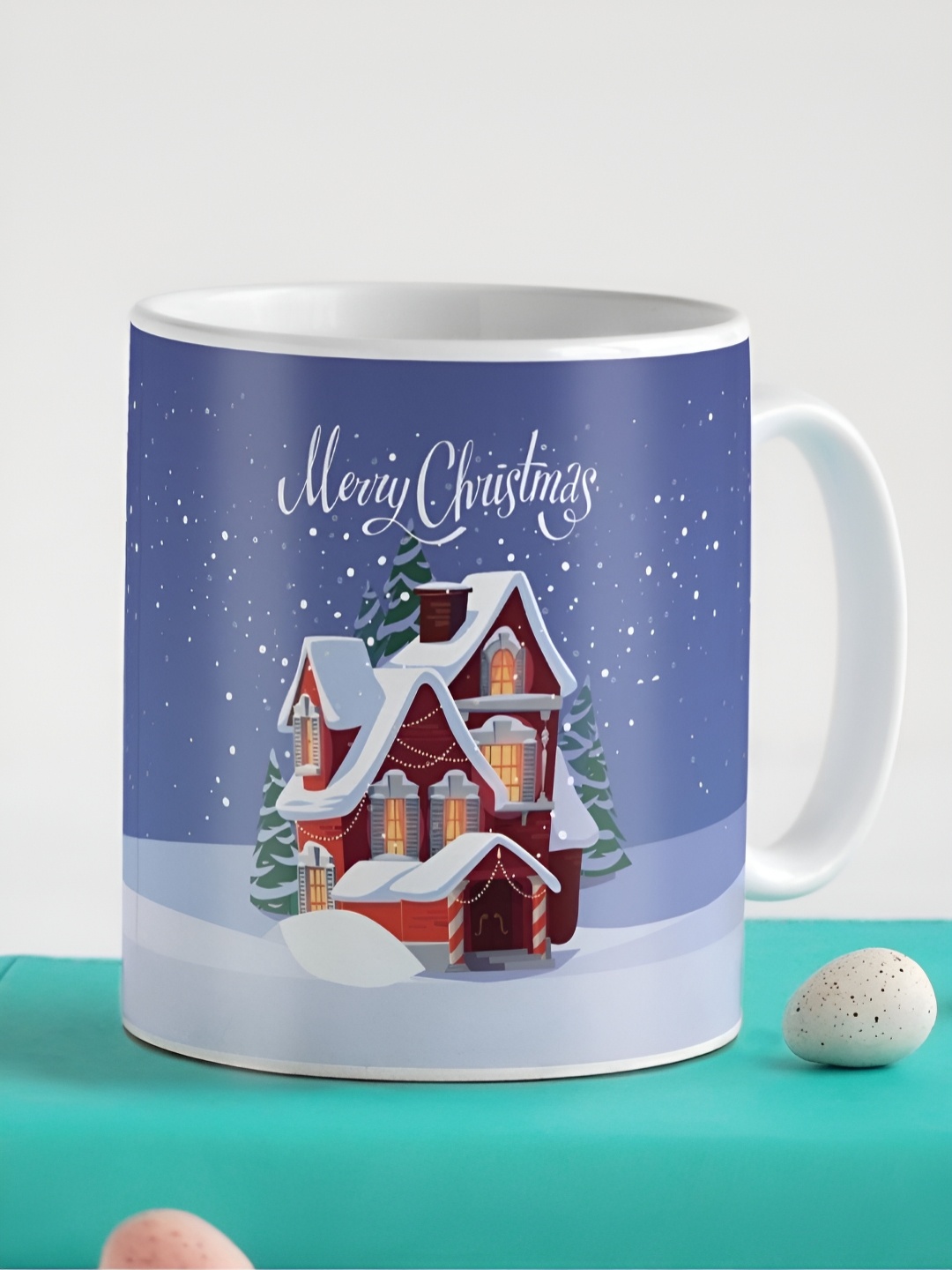 

Indigifts Blue Printed Ceramic Glossy Mug 330 ml