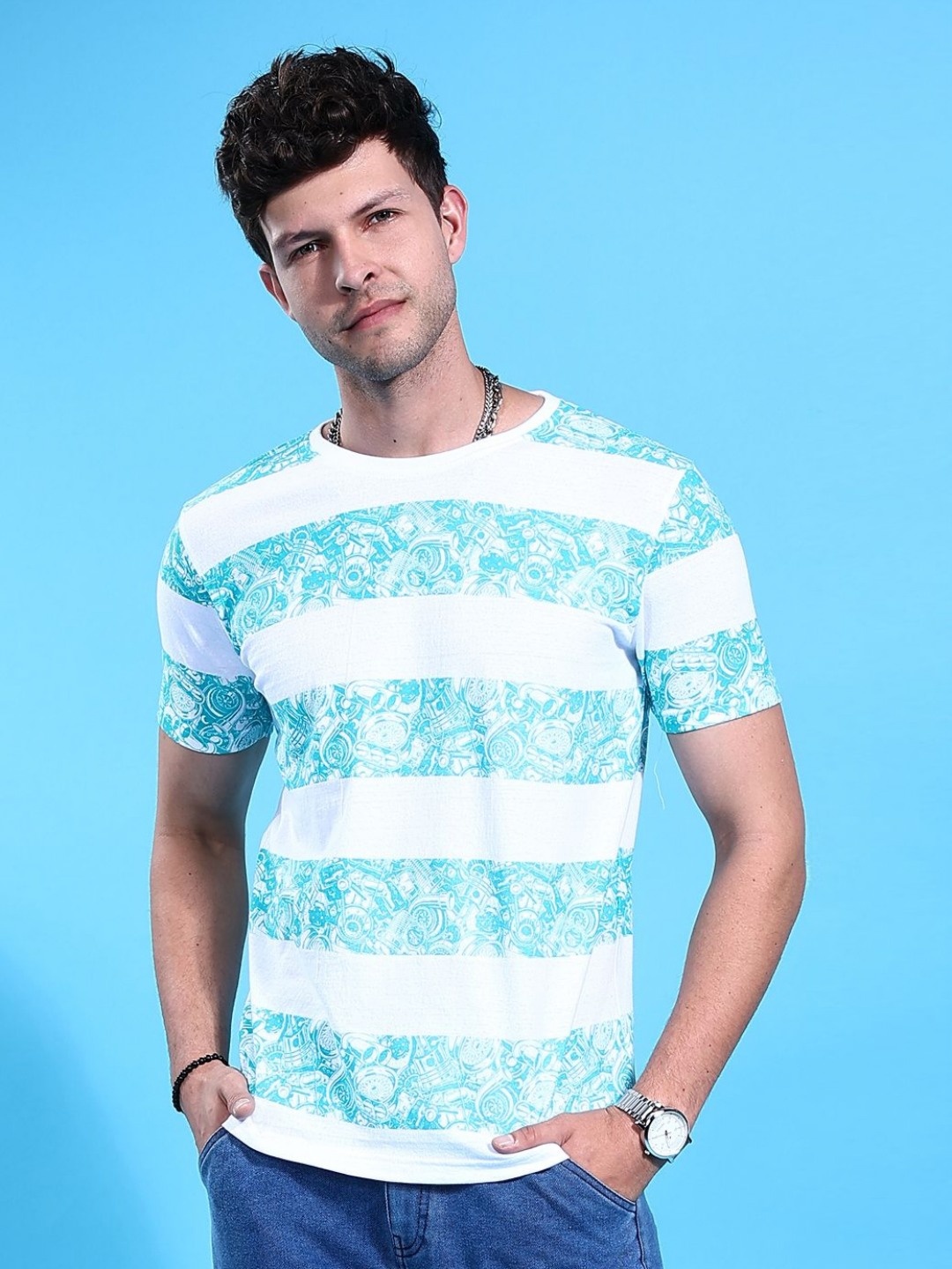 

The Indian Garage Co Men Floral Printed T-shirt, White