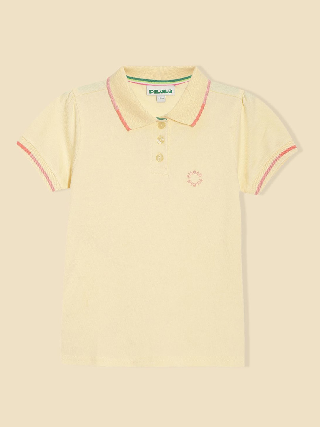 

PILOLO Girls Polo Collar Casual T-shirt, Cream