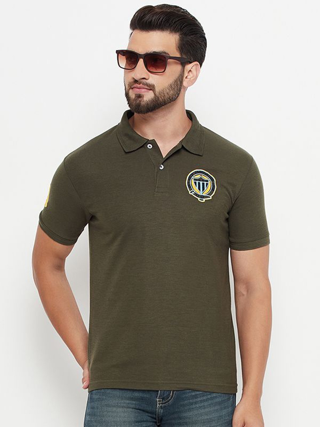 

GET GOLF Men Polo Collar T-shirt, Olive