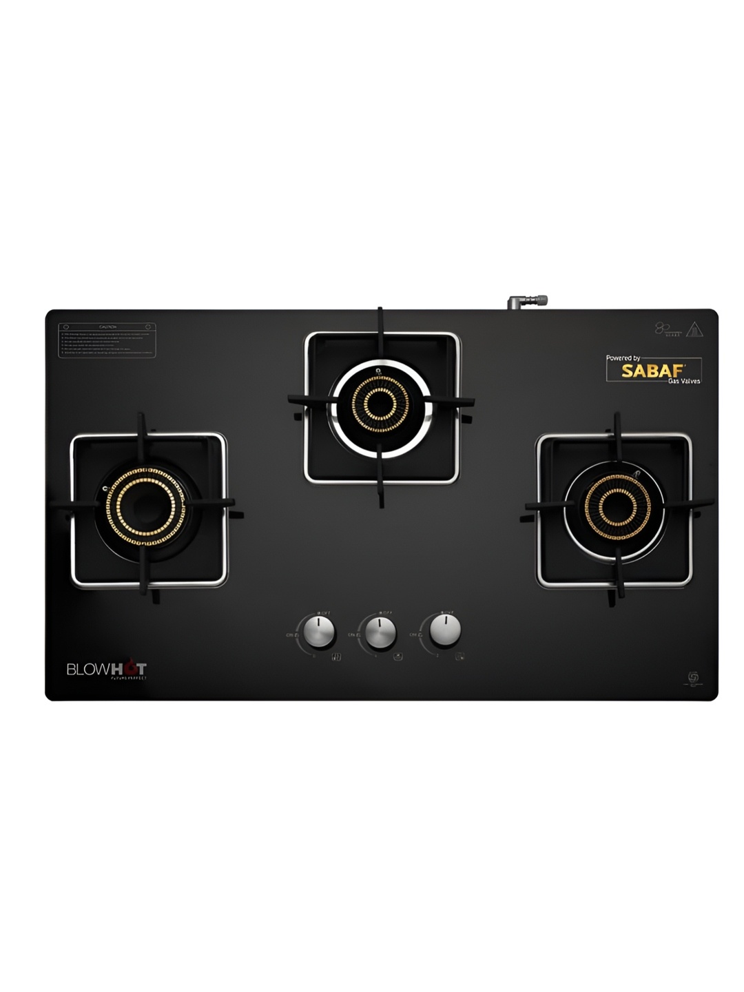 

BLOWHOT Black 3 Burner Glass Gas Stove